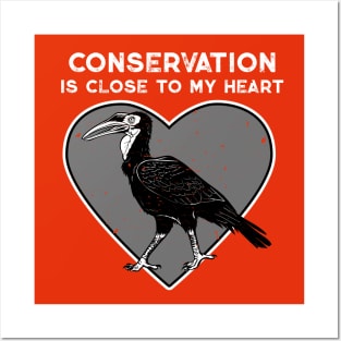 Ground Hornbill Conservation Heart Posters and Art